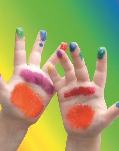 Children's painted hands 